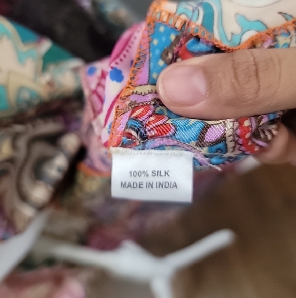 Kantha Cardigan Coat Boho Patchwork India 100% Silk Artsy M/L New - Picture 6 of 7